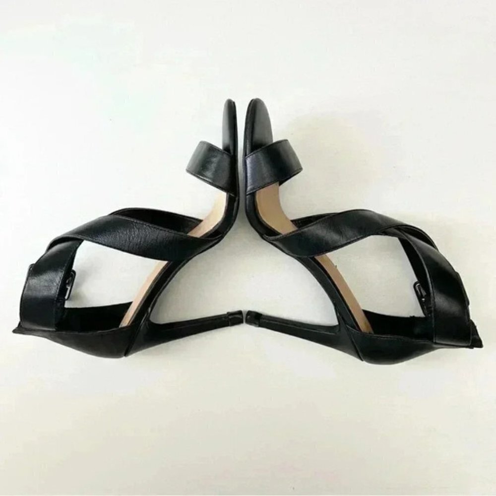 Le Chateau Strappy Leather Sandals High Heel Stilettos Black Size 7.5 - Picture 13 of 16